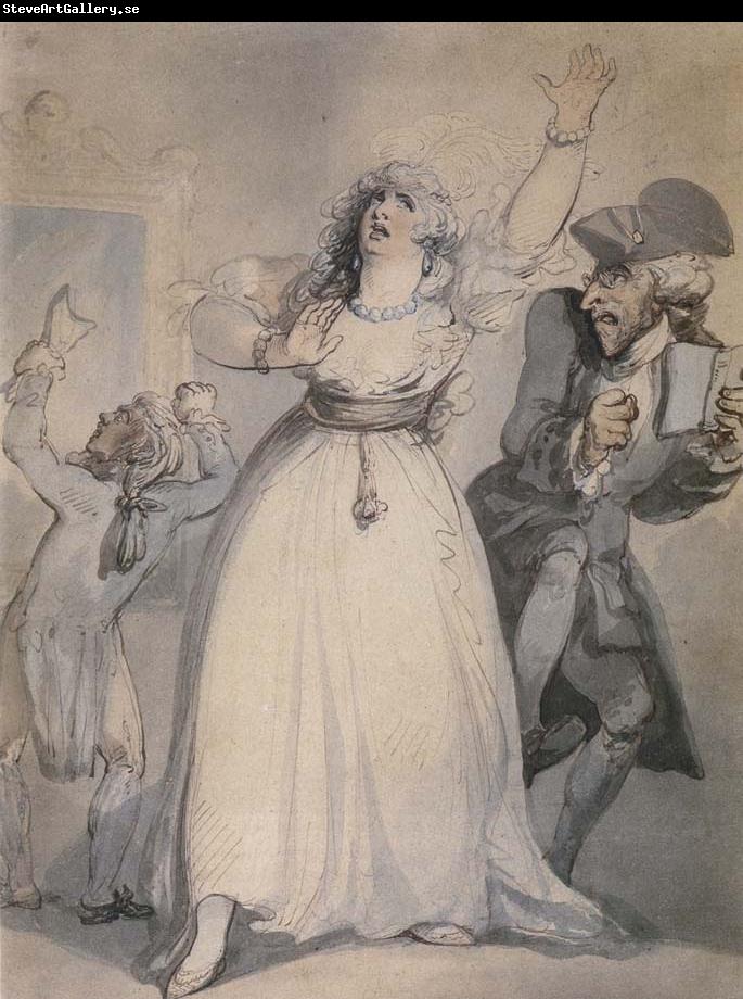 Thomas Rowlandson Mrs.Siddons,Old Kemble,and Henderson,Rehearsing in the Green Room